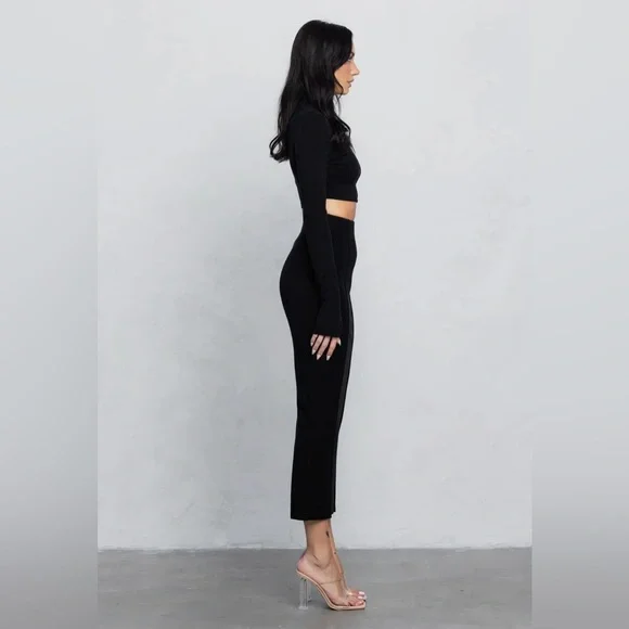 NWT Ultra Soft Double Side Jersey Turtleneck Crop Top & Maxi Skirt Set - Picture 2 of 4